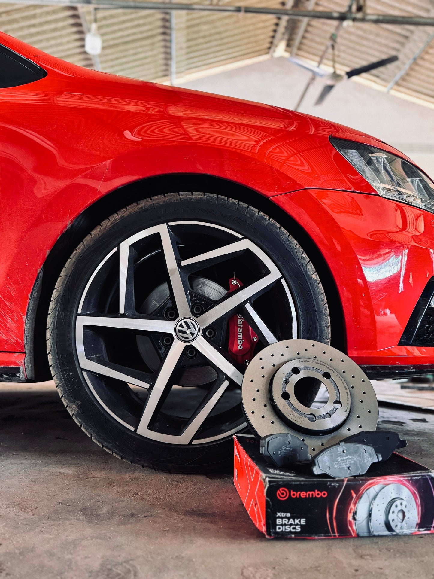 Brembo drilled brake rotors for VW Polo Vento Ameo