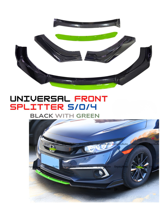 Universal Front Splitter S04 Black with Green