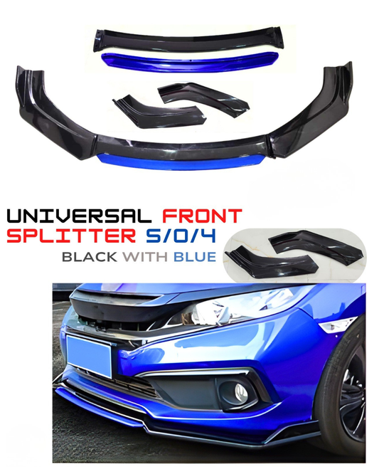 Universal Front Splitter S04 Black with Blue