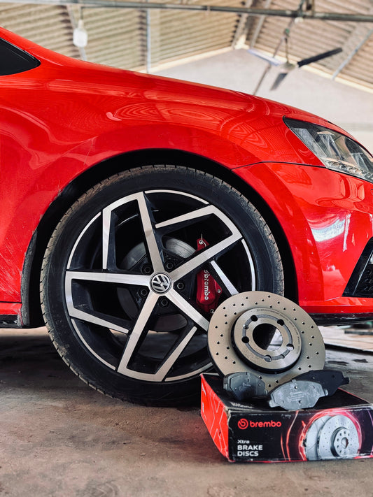 Brembo drilled brake rotors for VW Polo Vento Ameo