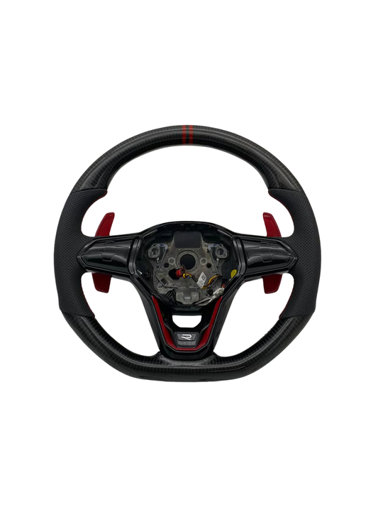 VW Mk8 R-Line Steering Wheel — Carbon & Perforated Leather